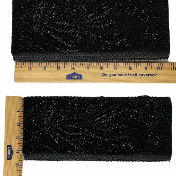Vintage Black Beaded Clutch Bonnies Handmade Hong Kong Evening Formal Black Tie - Picture 11 of 12